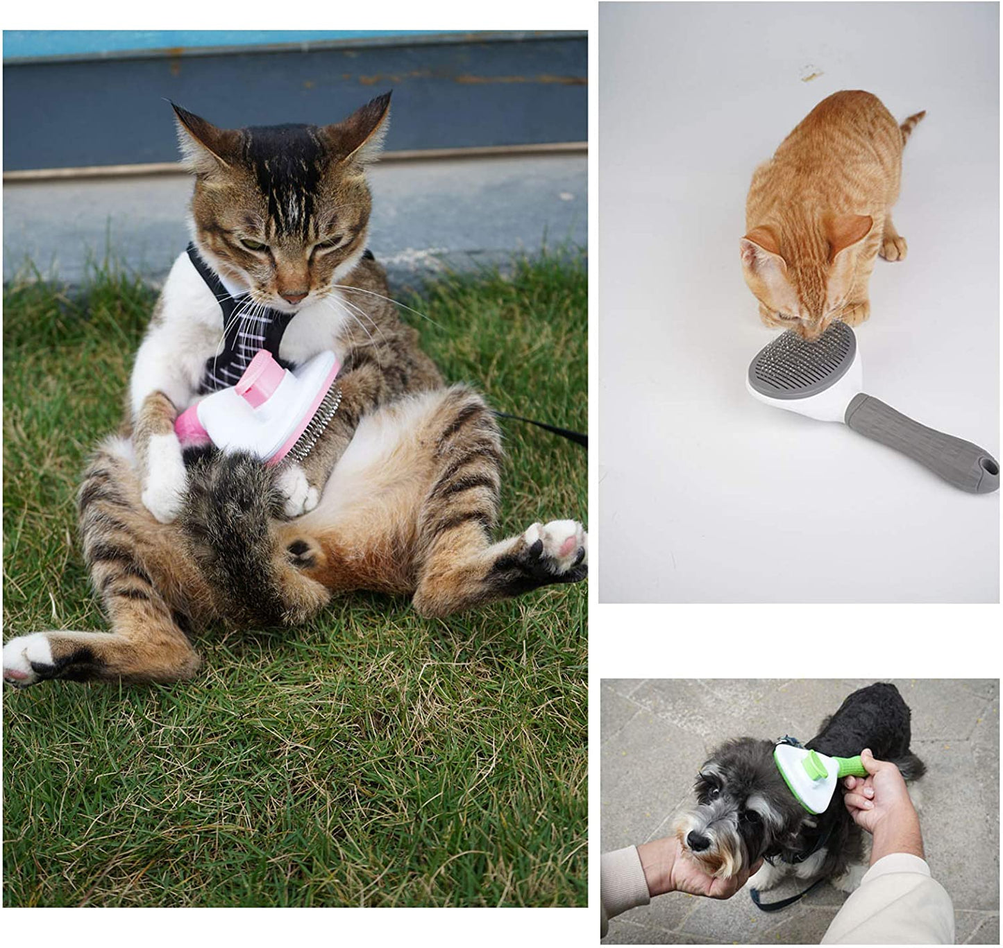 Self-Cleaning Slicker Brush for Cats and Dogs - Grooming Tool for Shedding Long or Short Hair
