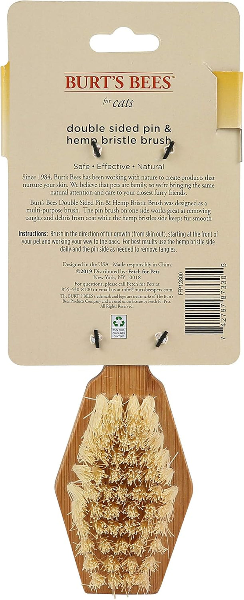 Double-Sided Pin and Bristle Brush for Effective Cat Grooming - Removes Loose Fur and Prevents Matting