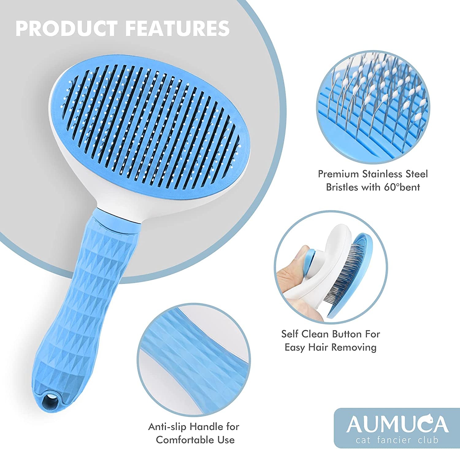 Self-Cleaning Slicker Brush for Cats and Dogs - Grooming Tool for Shedding Long or Short Hair