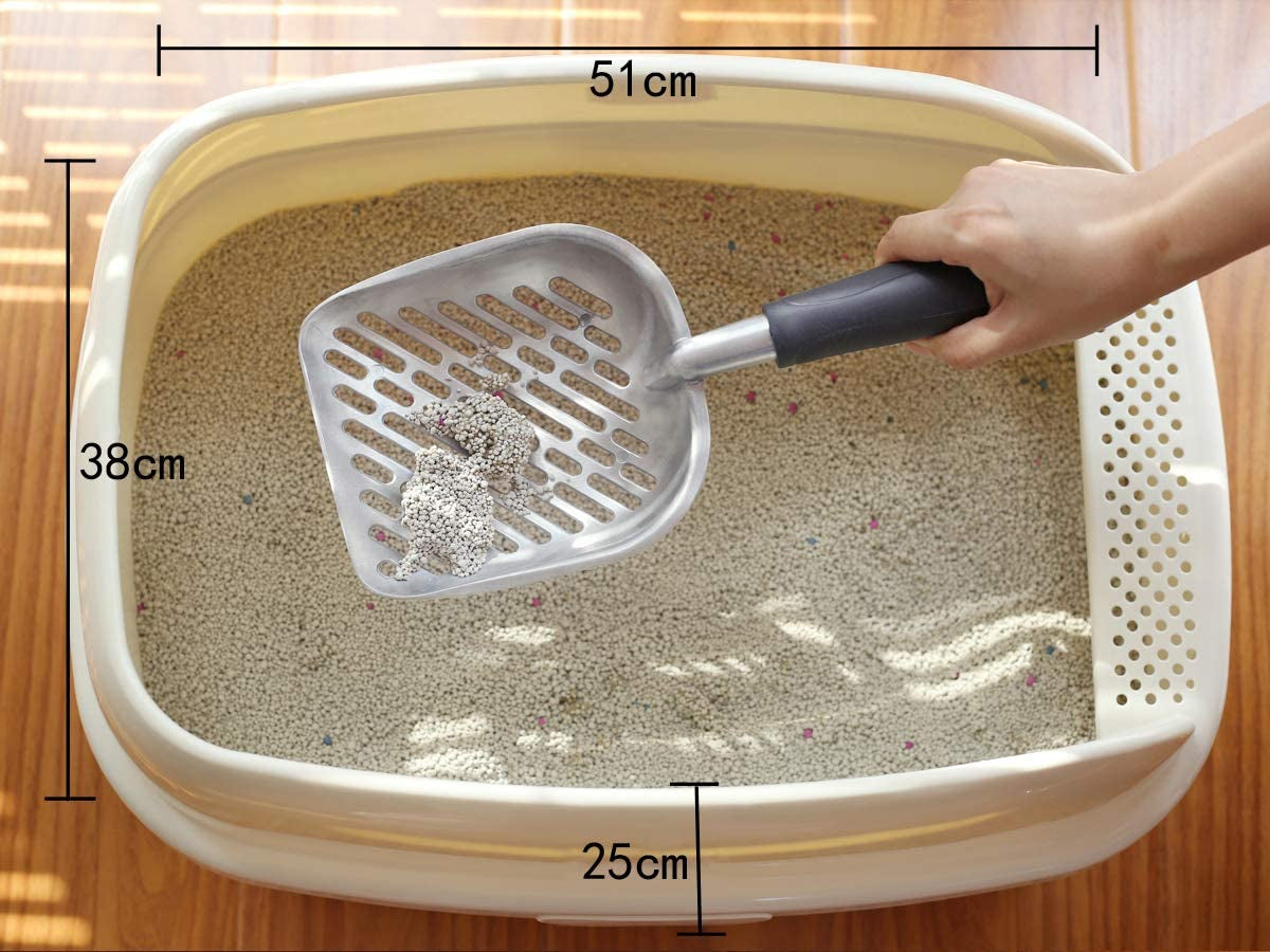 Durable Metal Cat Litter Scoop with Deep Shovel and Ergonomic Handle, Heavy-Duty Solid Aluminum, Jumbo Size, Navy Blue