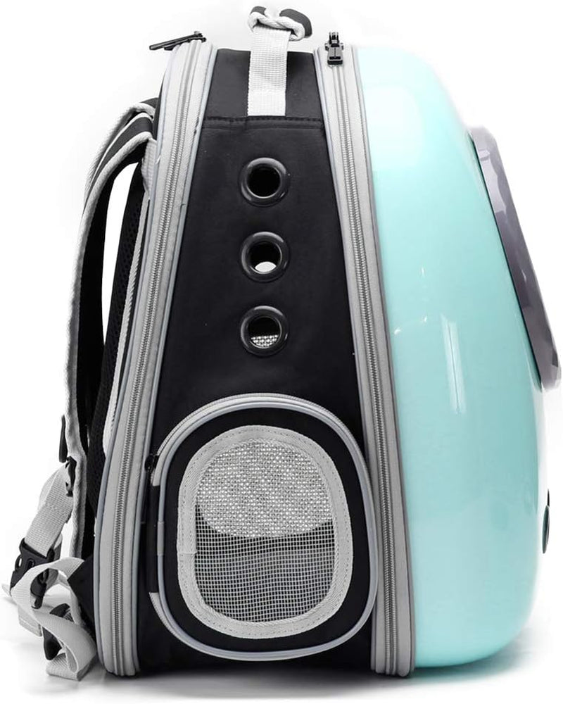 Expandable Cat Carrier Backpack - Space Capsule Bubble Pet Travel Carrier for Small Dogs and Cats (Green, Solid Hard Design)