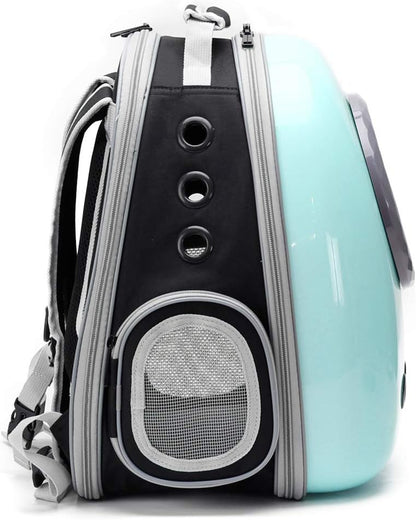 Expandable Cat Carrier Backpack - Space Capsule Bubble Pet Travel Carrier for Small Dogs and Cats (Green, Solid Hard Design)