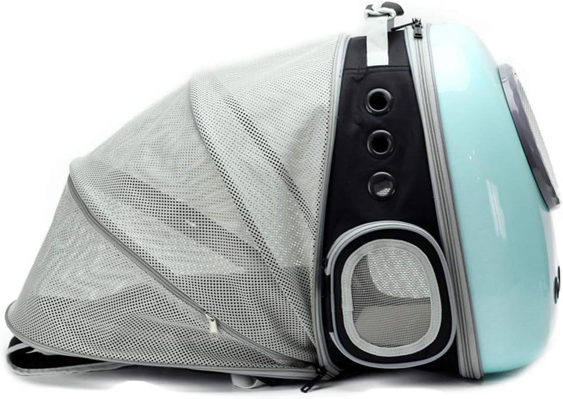 Expandable Cat Carrier Backpack - Space Capsule Bubble Pet Travel Carrier for Small Dogs and Cats (Green, Solid Hard Design)
