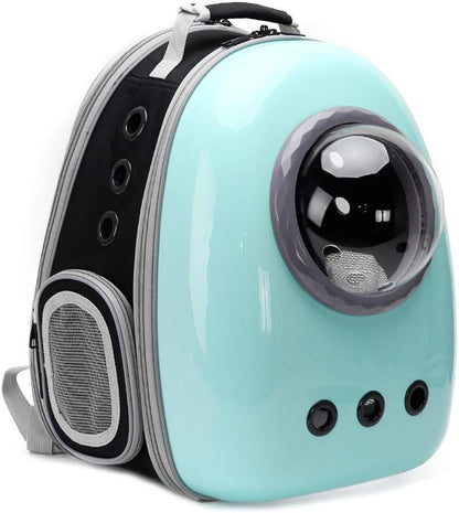 Expandable Cat Carrier Backpack - Space Capsule Bubble Pet Travel Carrier for Small Dogs and Cats (Green, Solid Hard Design)
