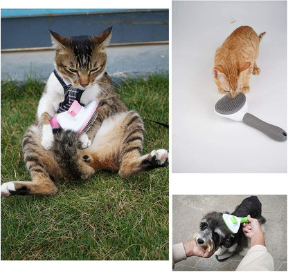 Self-Cleaning Slicker Brush for Cats and Dogs - Grooming Tool for Shedding Long or Short Hair
