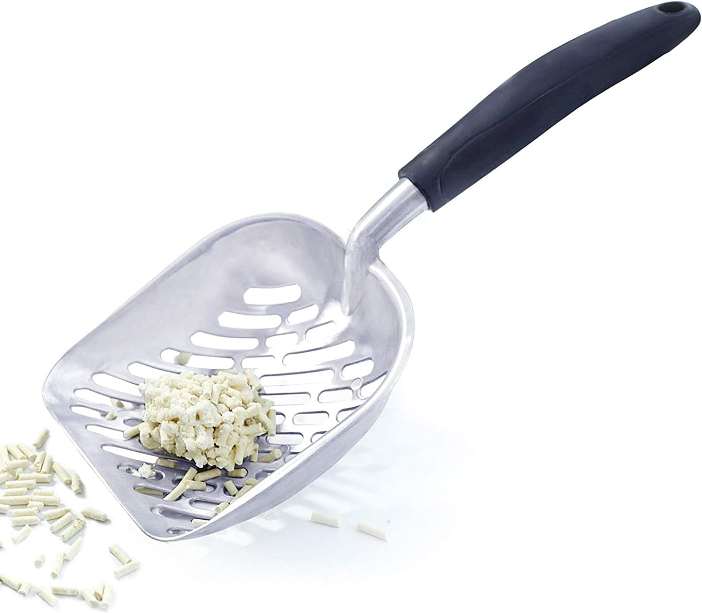 Durable Metal Cat Litter Scoop with Deep Shovel and Ergonomic Handle, Heavy-Duty Solid Aluminum, Jumbo Size, Navy Blue