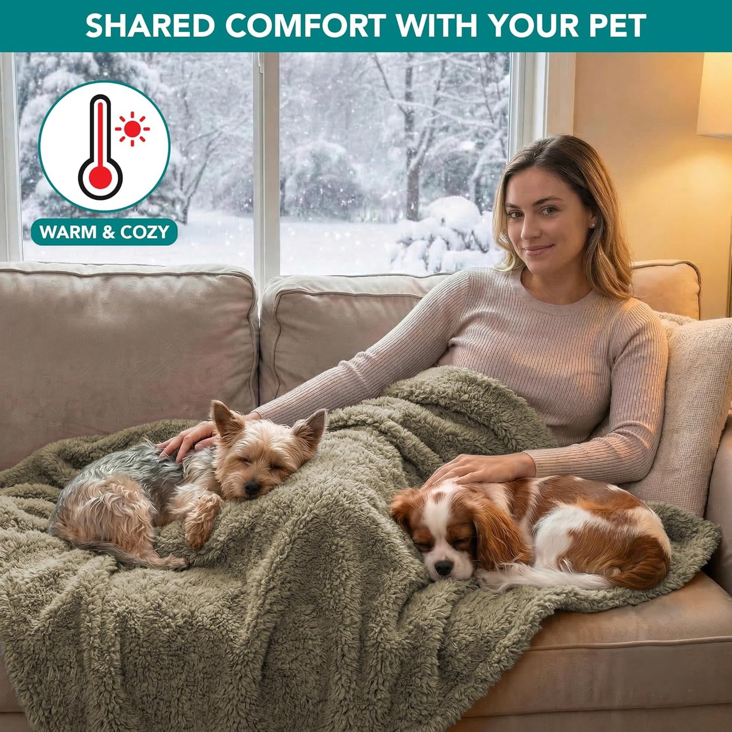 Fluffy Waterproof Dog Blanket for Small Medium Dogs, Soft Warm Pet Sherpa Throw Pee Proof Couch Cover, Reversible Cat Puppy Bed Blanket Sofa Protector, Plush Washable Pad (Taupe Camel, 24X32)
