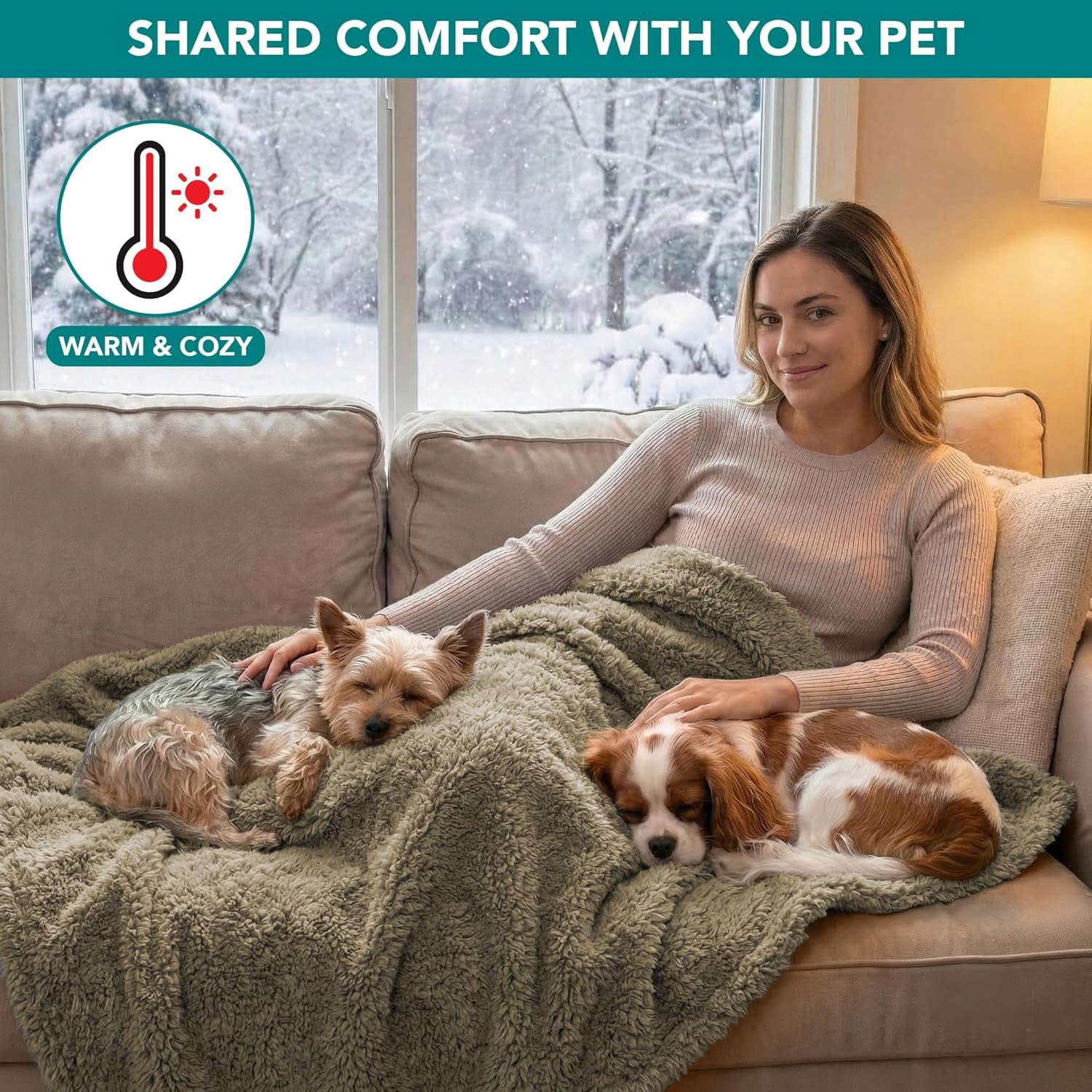 Fluffy Waterproof Dog Blanket for Small Medium Dogs, Soft Warm Pet Sherpa Throw Pee Proof Couch Cover, Reversible Cat Puppy Bed Blanket Sofa Protector, Plush Washable Pad (Taupe Camel, 24X32)