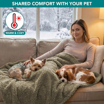 Fluffy Waterproof Dog Blanket for Small Medium Dogs, Soft Warm Pet Sherpa Throw Pee Proof Couch Cover, Reversible Cat Puppy Bed Blanket Sofa Protector, Plush Washable Pad (Taupe Camel, 24X32)