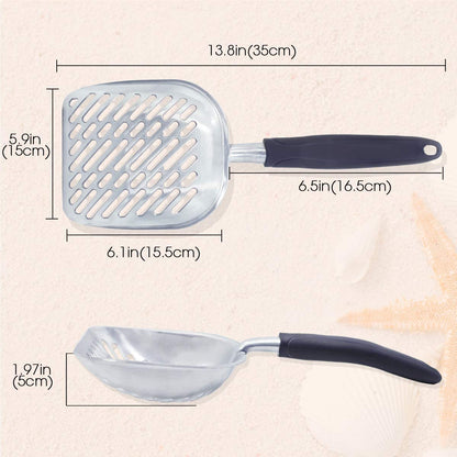 Durable Metal Cat Litter Scoop with Deep Shovel and Ergonomic Handle, Heavy-Duty Solid Aluminum, Jumbo Size, Navy Blue